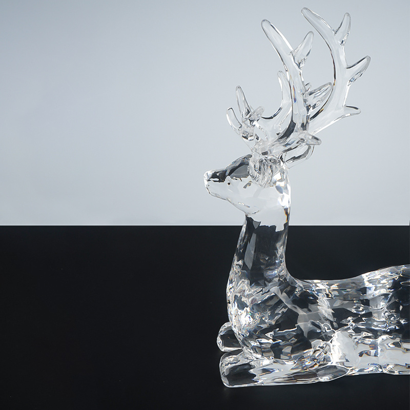 Acrylic Reindeer & Elk Sculptures Carving Christmas Decorations for Home Office Desk Holiday Gifts