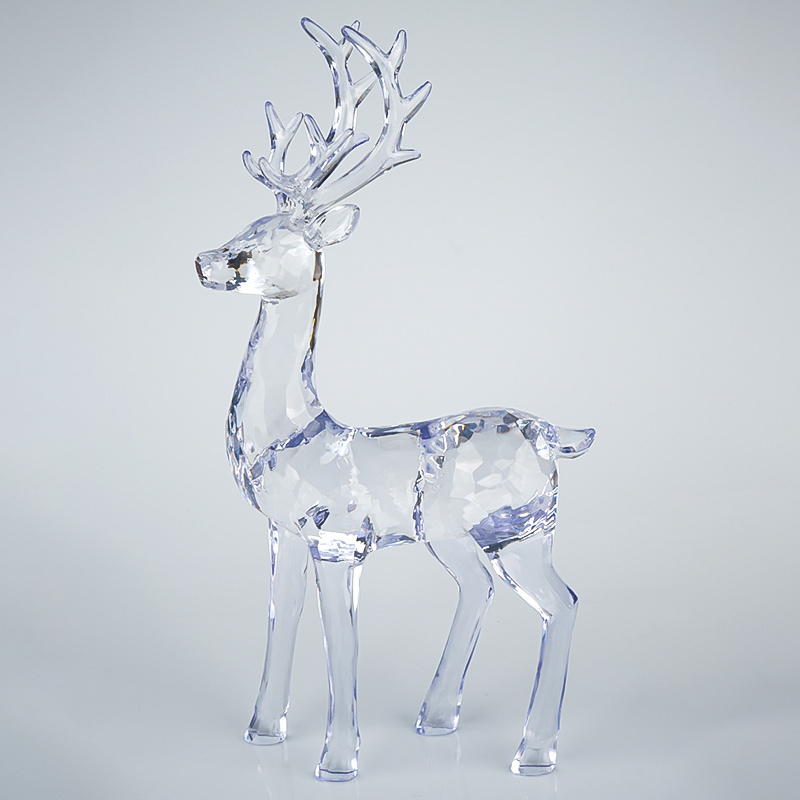 Acrylic Blue Reindeer Christmas Decoration Statue Holiday Home Decor Supplies with Figurine & Toy Deer Sculpture