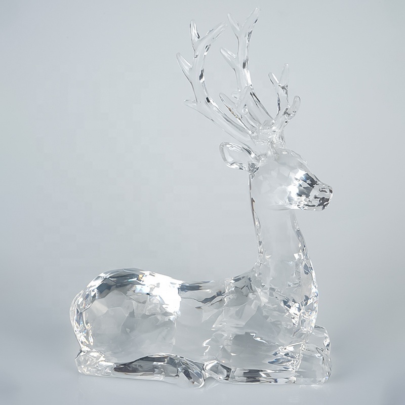 Modern Style Folk Art Acrylic Reindeer Statue Transparent Resin Christmas Home Decoration Gift Elk Craft