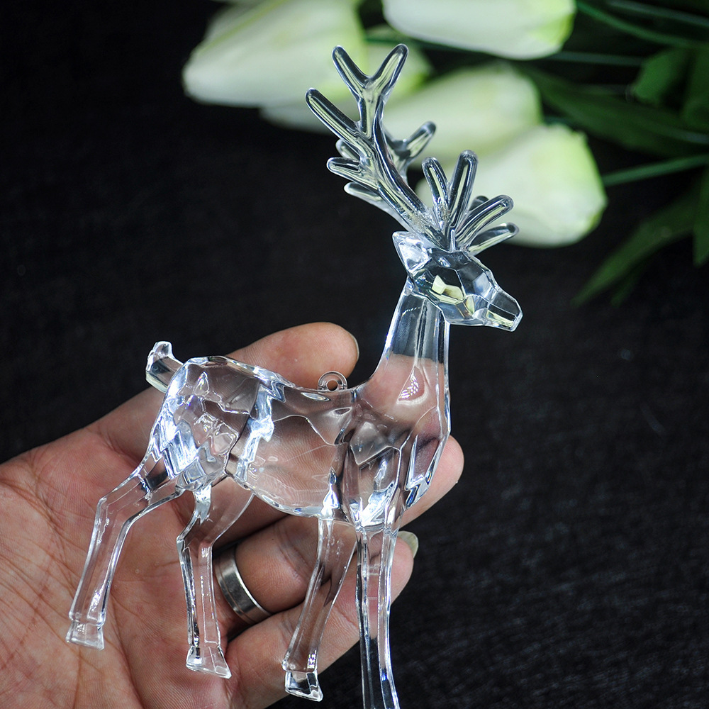 Christmas Acrylic Crystal Deer Pendant Ornament Elk Reindeer Figurine for Tree Decor Toy for Festive Appeal