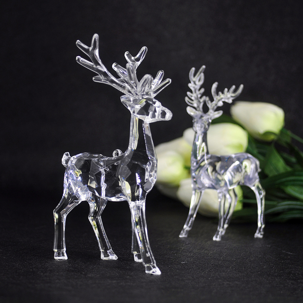 Christmas Acrylic Crystal Deer Pendant Ornament Elk Reindeer Figurine for Tree Decor Toy for Festive Appeal