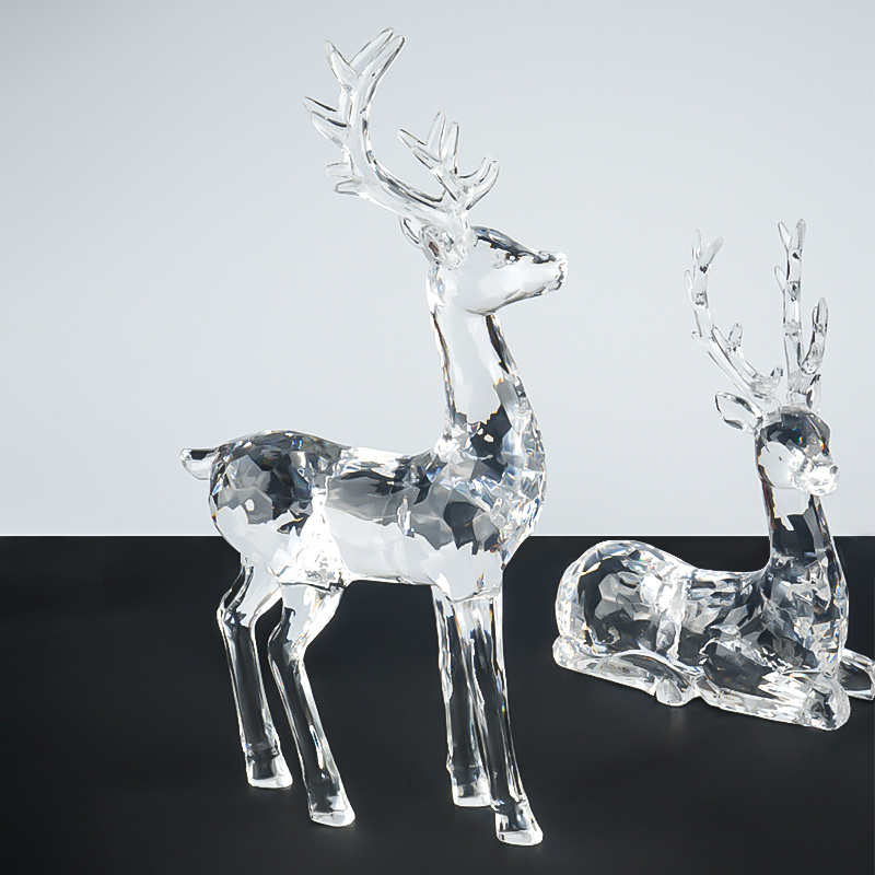 Acrylic Transparent Reindeer Christmas Decoration Statue Holiday Home Decor Supplies Christmas Figurine & Toy Deer Sculpture