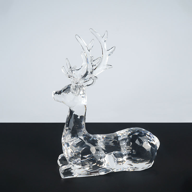 Hot Selling Crystal Crafts Glass Deer Figurines With Antler Beautiful Home Decoration Gifts