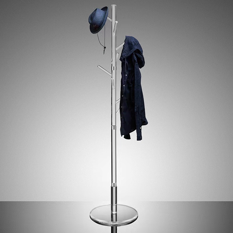 Minimalist Transparent Acrylic Tree Hanger Bedroom Coat Stand with Clothes Storage Rack for Hats and Clothes