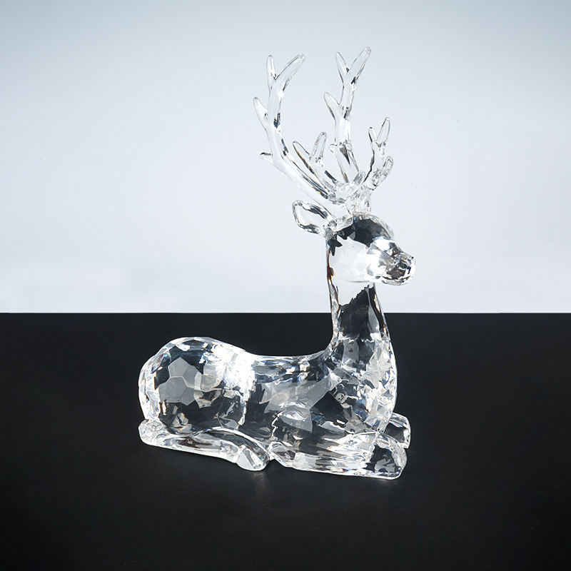 Hot Selling Crystal Crafts Glass Deer Figurines With Antler Beautiful Home Decoration Gifts