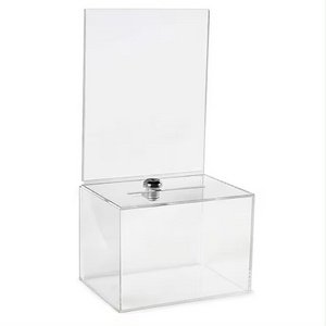 Transparent Acrylic Clear Donation Ballot Box Lockable Money Storage Box with Lid for Saving Business Cards Fundraising