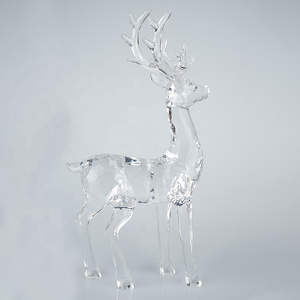 Modern Style Folk Art Acrylic Reindeer Statue Transparent Resin Christmas Home Decoration Gift Elk Craft