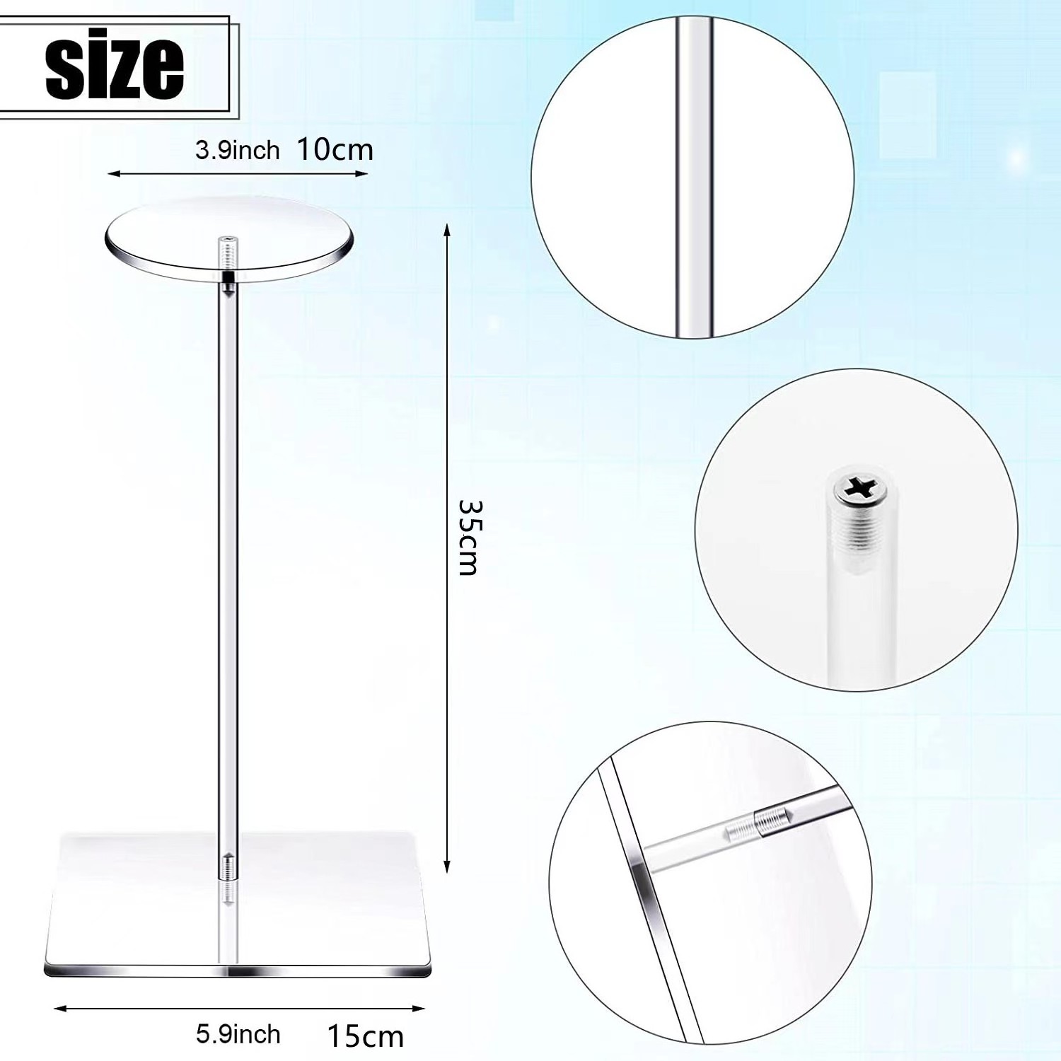 Modern 5-Tier Acrylic Wig and Hat Stand Plastic Storage Display with Sturdy Circular Base