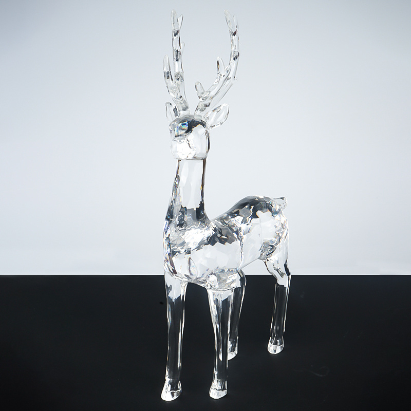 Acrylic Transparent Reindeer Christmas Decoration Statue Holiday Home Decor Supplies Christmas Figurine & Toy Deer Sculpture