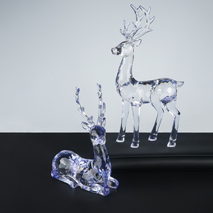 Acrylic Blue Reindeer Christmas Decoration Statue Holiday Home Decor Supplies with Figurine & Toy Deer Sculpture