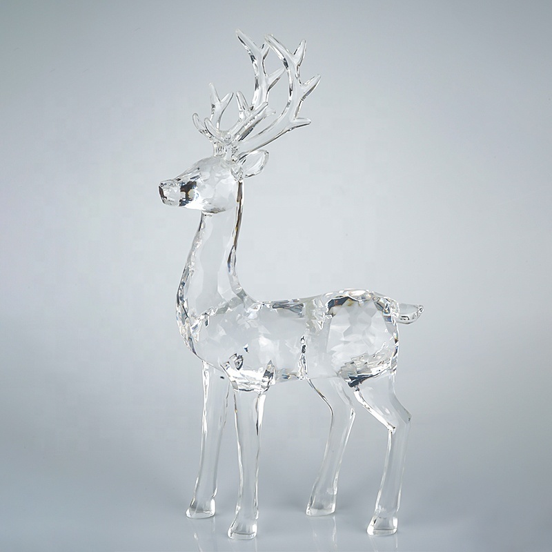 Modern Style Folk Art Acrylic Reindeer Statue Transparent Resin Christmas Home Decoration Gift Elk Craft