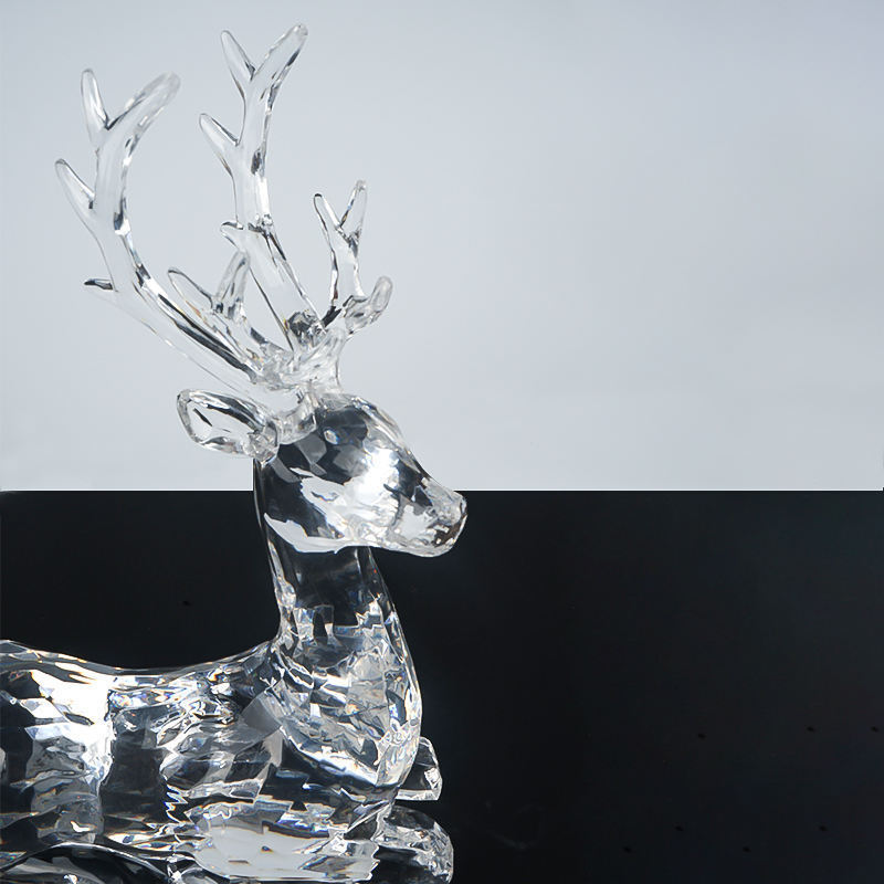 Hot Selling Crystal Crafts Glass Deer Figurines With Antler Beautiful Home Decoration Gifts