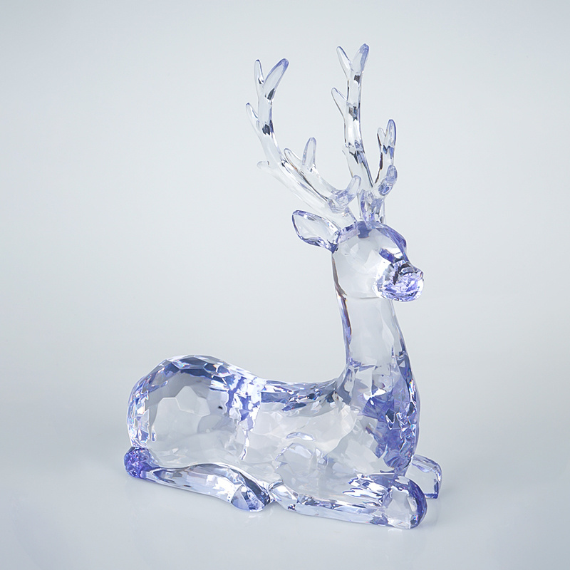 Acrylic Blue Reindeer Christmas Decoration Statue Holiday Home Decor Supplies with Figurine & Toy Deer Sculpture