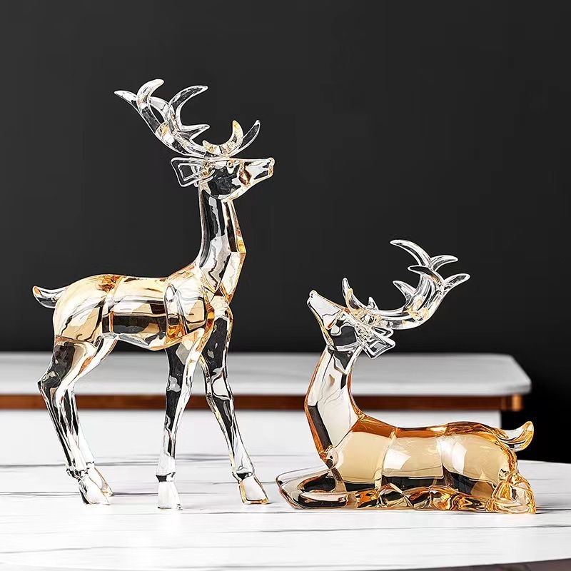 Acrylic Reindeer Statue Christmas Home Decoration Resin Elk Sculpture Artful Christmas Gift Idea