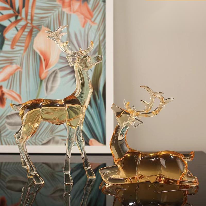 Acrylic Reindeer Statue Christmas Home Decoration Resin Elk Sculpture Artful Christmas Gift Idea