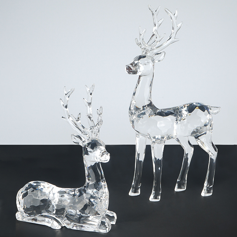 Acrylic Transparent Reindeer Christmas Decoration Statue Holiday Home Decor Supplies Christmas Figurine & Toy Deer Sculpture