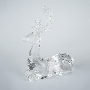 Acrylic Reindeer & Elk Sculptures Carving Christmas Decorations for Home Office Desk Holiday Gifts