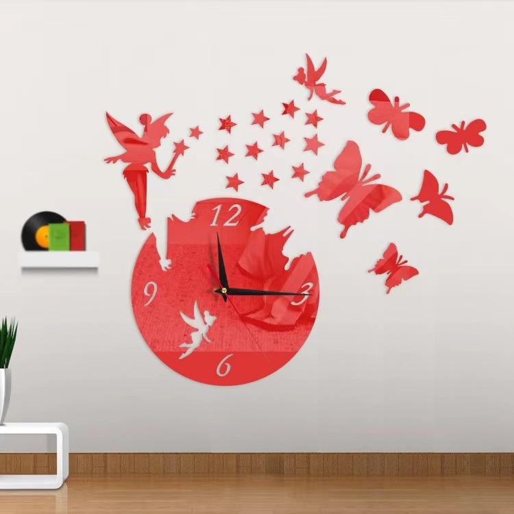 Luxury 3D DIY Butterfly Acrylic Wall Clock Home Decorations for Living Room Quartz Simulation with Mirror and Clock Features