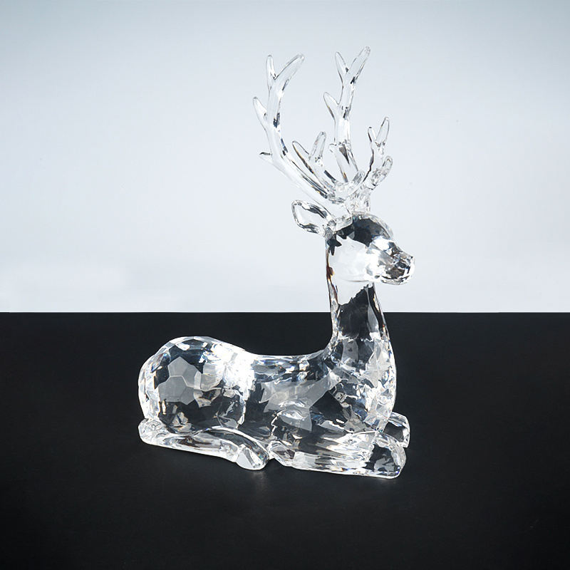 Acrylic Transparent Reindeer Christmas Decoration Statue Holiday Home Decor Supplies Christmas Figurine & Toy Deer Sculpture