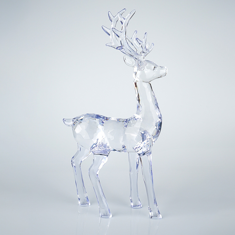 Acrylic Blue Reindeer Christmas Decoration Statue Holiday Home Decor Supplies with Figurine & Toy Deer Sculpture