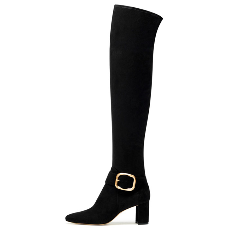 PU Lining Material and Genuine Leather Upper Material thigh high boots