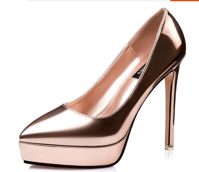 italian alibaba china women shiny silver leather pointed toe sexy ladies high heels with waterproof