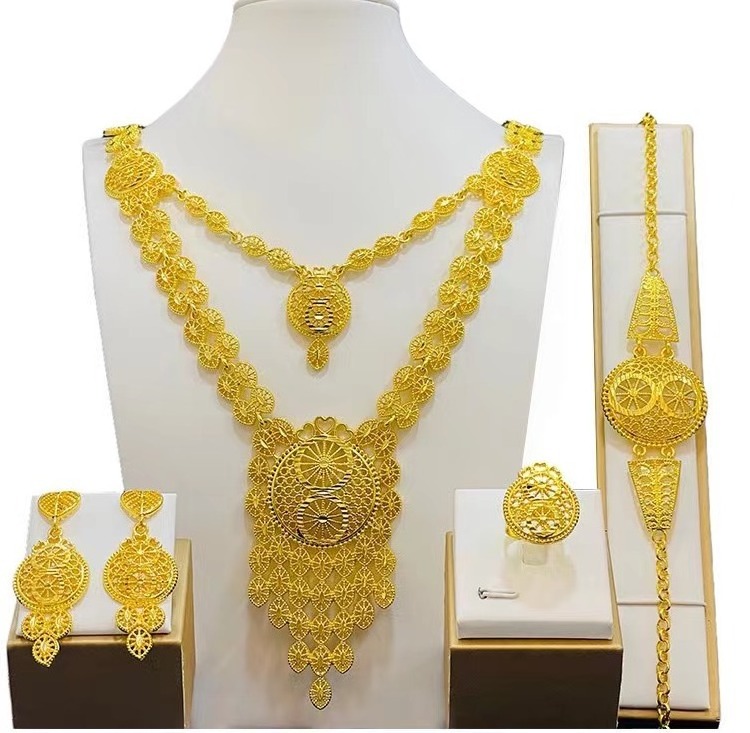 LOTOS Jewelry Dubai 24k Gold Plated Jewelry Set For Women African Bridal Wedding 4pcs sets  Jewelry Sets