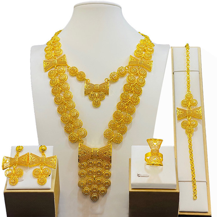 LOTOS Jewelry Dubai 24k Gold Plated Jewelry Set For Women African Bridal Wedding 4pcs sets  Jewelry Sets