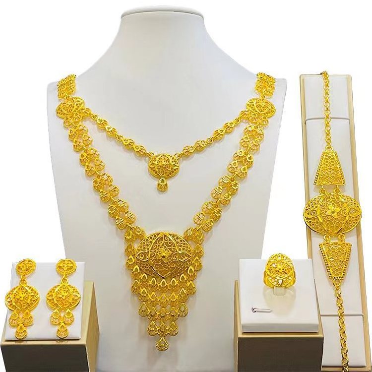 LOTOS Jewelry Dubai 24k Gold Plated Jewelry Set For Women African Bridal Wedding 4pcs sets  Jewelry Sets