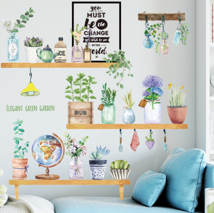 Wholesale plant garden wall painting sticker glass wall sticker cartoon flower wall sticker