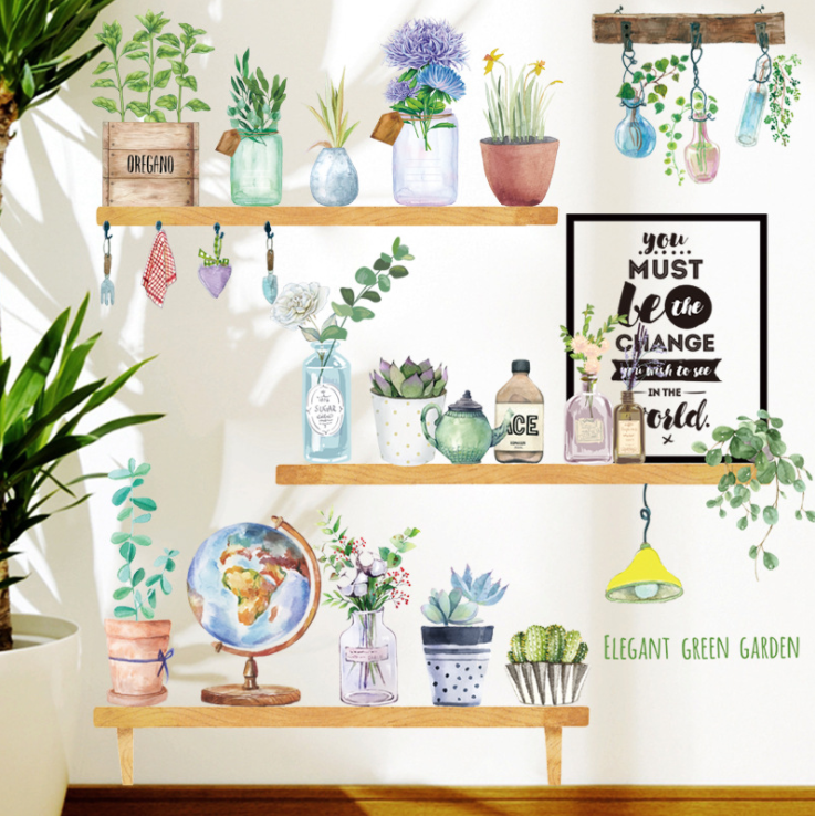 Wholesale plant garden wall painting sticker glass wall sticker cartoon flower wall sticker