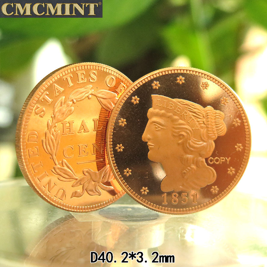 Souvenir coin 1 oz 999 Fine Copper Braided Hair 1/2 cent Round for wholesale B42