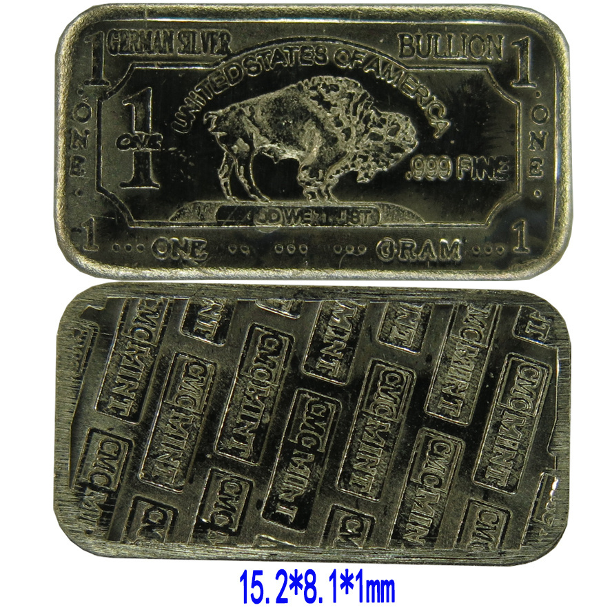 1 Gram German Silver Buffalo bar A94