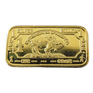 Custom Embossed Souvenir 1 Gram Gold Plated  Buffalo Bar Cmcmint