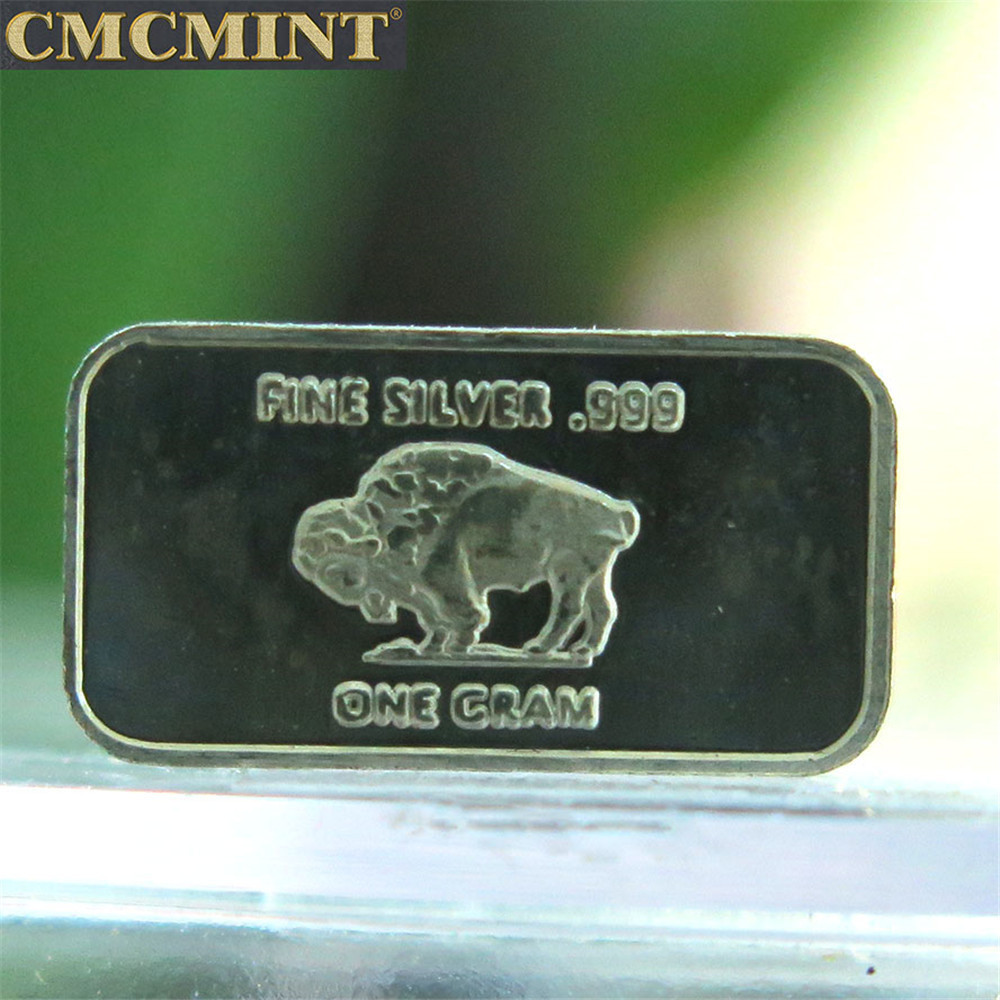 1 Gram 999 Fine Silver Buffalo Bullion Bar A8 silver antique