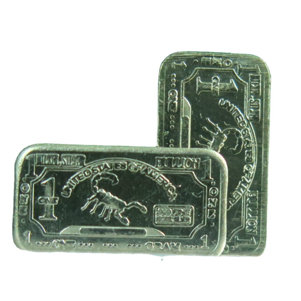 1 Gram 999 Fine Nickel Silver Scorpion Bullion Bars A115