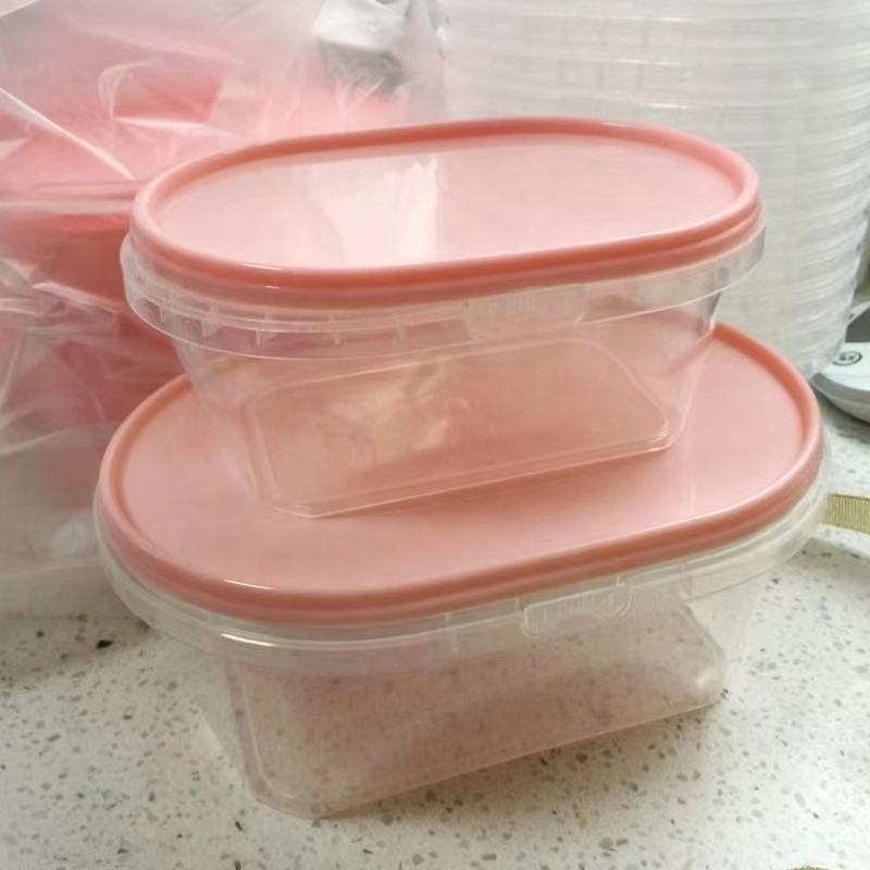 550ml 700ml 1100ml Oval Shape Plastic Box Transparent Packing Box Large Capacity Fruit Salad Dessert Sago Mousse Containers