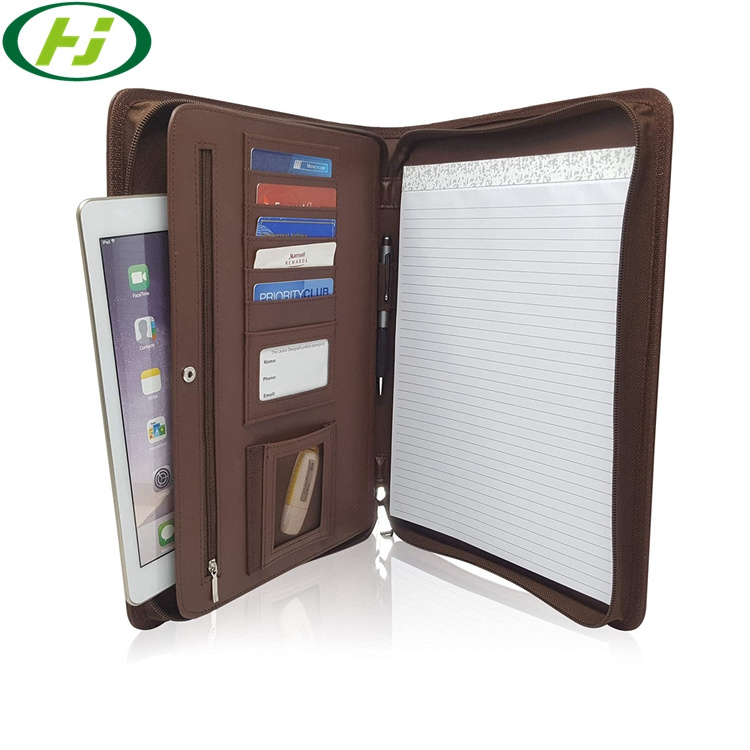 Custom LOGO Medium Size Executive PU Leather Padfolio Folder Portfolio For Conference