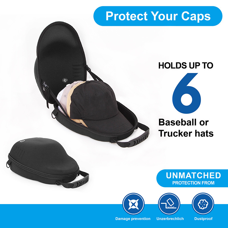 Custom Eva Hard Shell Zipper Baseball Luxury Hat Carrier Case Bags Fedora Travel Hat Cap Bag For Storage And Traveling Cap Bag