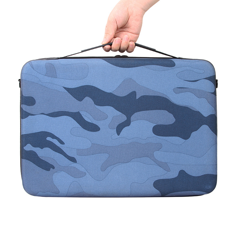 New Protective Blue Camouflage hand zipper Eva portable Computer bag Hard Shell Laptop Carrying Case