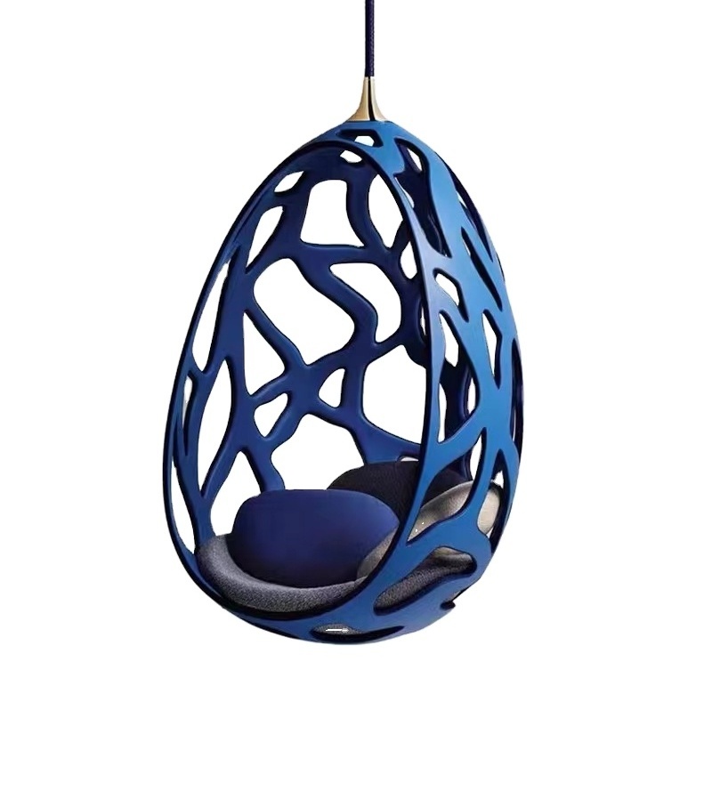 Fashion L V chair ceiling swing living room modern luxury blue  outdoor swing chair with stand hanging egg swing chair