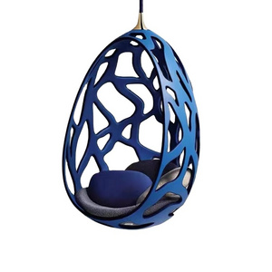 Fashion L V chair ceiling swing living room modern luxury blue  outdoor swing chair with stand hanging egg swing chair