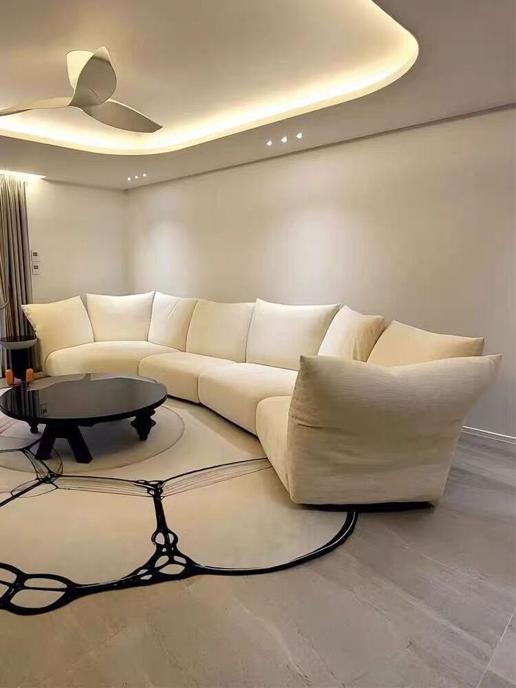 Curved sofa combination minimalist light luxury large flat backrest can adjust irregular down corner petal sofa