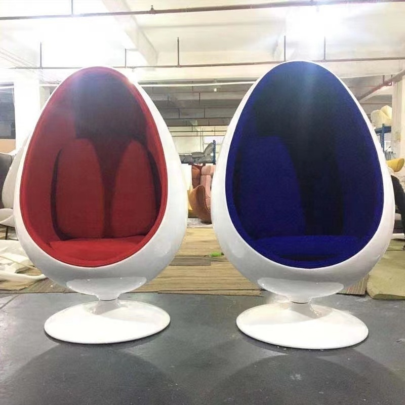 Factory high backrest fiberglass pod chair nordic comfortable egg chair cover leisure accent globe shaped lounge chair