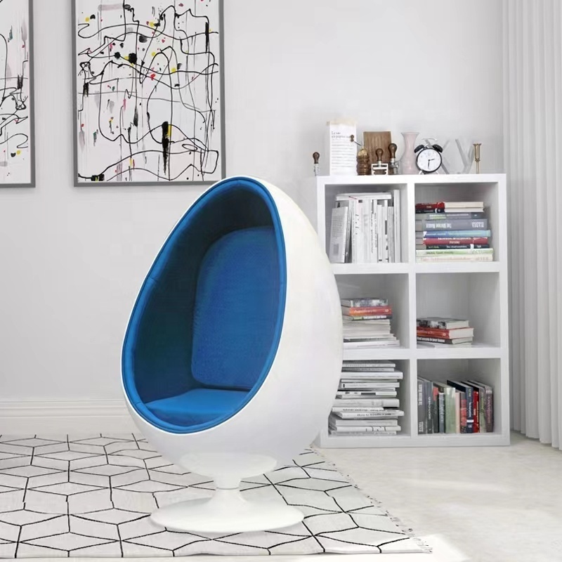 Factory high backrest fiberglass pod chair nordic comfortable egg chair cover leisure accent globe shaped lounge chair