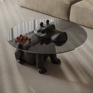 Hippo tea table tempered glass round tea table Italian minimalist designer creative artistic sense animal tea table