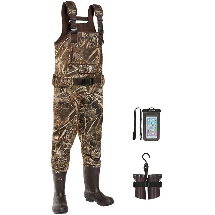 High quality Waterproof Fishing waders Chest Waders with boots Mesh Lining Camo Neoprene Outdoor Bootfoot Waders