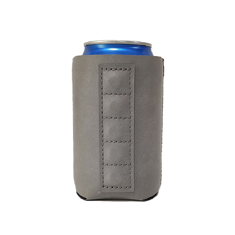 High quality Insulated 3mm Neoprene Magnet PU leather can cooler for Promotional Gift Customized logo Magnet leather beer holder