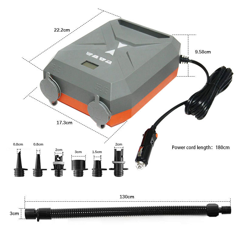 Portable Car Power Plug electric paddle board pump With Hose and 5 Nozzles sup electric pump 140W 20PSI Inflates and deflates