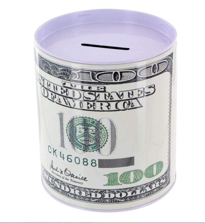 Custom novelty metal round tin can coin bank tin money saving box bank for kids